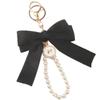 QUROXO Pink Bow Pearl Chain Keychain, Cute Bowknot Key Ring, Keychains Wristlet for Women Bag Pendant (Black) view 1