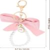 QUROXO Pink Bow Pearl Chain Keychain, Cute Bowknot Key Ring, Keychains Wristlet for Women Bag Pendant (Black) view 4