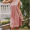 Women Casual Swing T Shirt Dresses Beach Cover Up Loose Dress Pleated Knee Length Sleeveless Tank Sundresses (Large,Pink) view 3