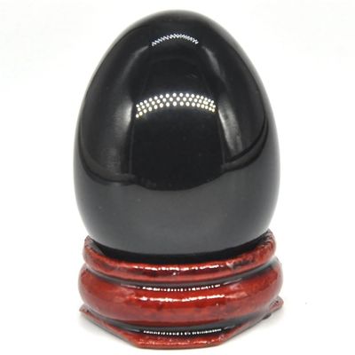 KatLin Beautiful Black Obsidian Egg Shape Stone Natural Crystal Mineral Home Decor