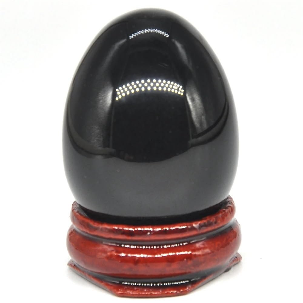 KatLin Beautiful Black Obsidian Egg Shape Stone Natural Crystal Mineral Home Decor