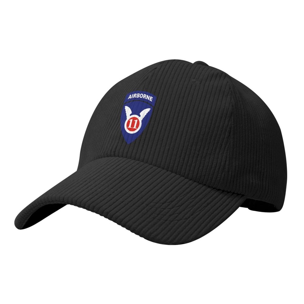 POOEDSO 11th Airborne Division.Patch Baseball Cap for Men Women Caps Corduroy Hat Trucker Hats Black
