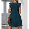 Women's Sleeveless Ruffle Sleeve Dress Casual Round Neck Elegant Dress Loose Flowy Swing Pleated Maxi Cocktail Dress (Large,Dark Blue 2) view 2