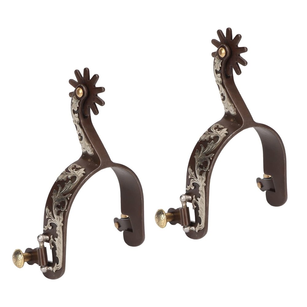 Estink 2 Piece Western Cowboy Horse Riding Spurs Low Carbon Steel Turnable Gear Bronze for Men