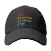 Best Grandma of Twins Ever Baseball Cap for Men Women Caps Corduroy Hat Trucker Hats Black view 4