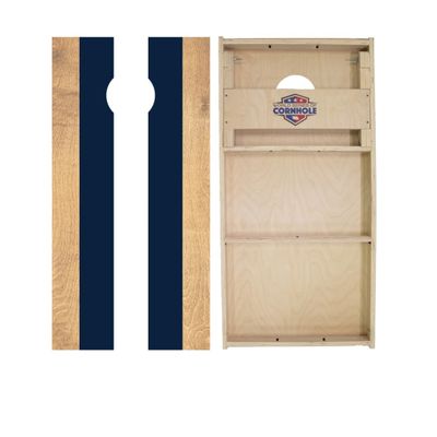 Skip's Garage Black and White Classic Stripes Cornhole Boards - WSOC Runway Series - Includes (2) Boards (Resin Bags) + (1) Carry Case, (2) Hole Lights & (2) Edge Lights