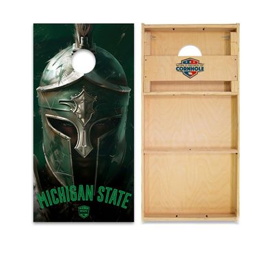 Skip's Garage Michigan State Cornhole Boards - WSOC Runway Series - Includes (2) Boards (Resin Bags) + (2) Board Hole Lights