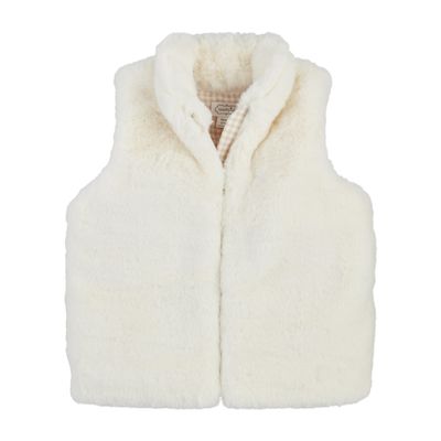 Mud Pie Children's Faux Fur Zip Vest- Ivory; small | 12-18M