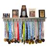 MedalAwardsRack 3ft- Ultimate Medal Hanger Display and Trophy Shelf - Multi-Sport Trophy and Medal Holder for Medal Display, Plaques, Pictures, Trophies and more. Solid Wood - Large 36" - Grey view 1