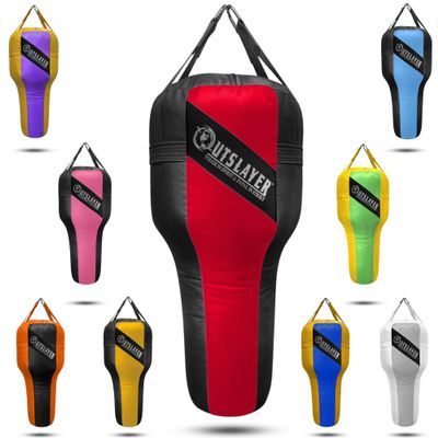 Outslayer Angle Uppercut Heavy Punching Bag for Boxing & MMA - Customizable Colors, Optional D-Ring, Unfilled/Soft Filled Choices - Made in USA - Red/Black, Soft Filled Without D-Ring