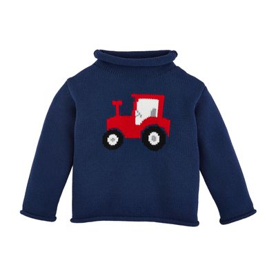 Mud Pie Children's Rollneck Sweater; Tractor; Small | 12-18M