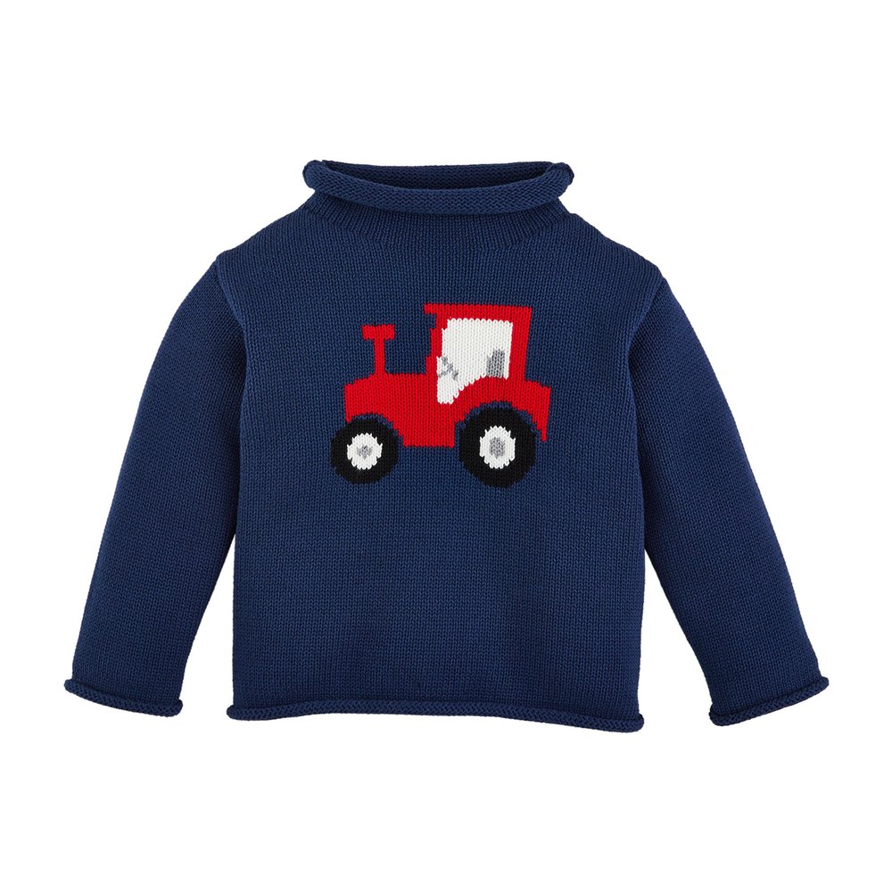 Mud Pie Children's Rollneck Sweater; Tractor; Small | 12-18M