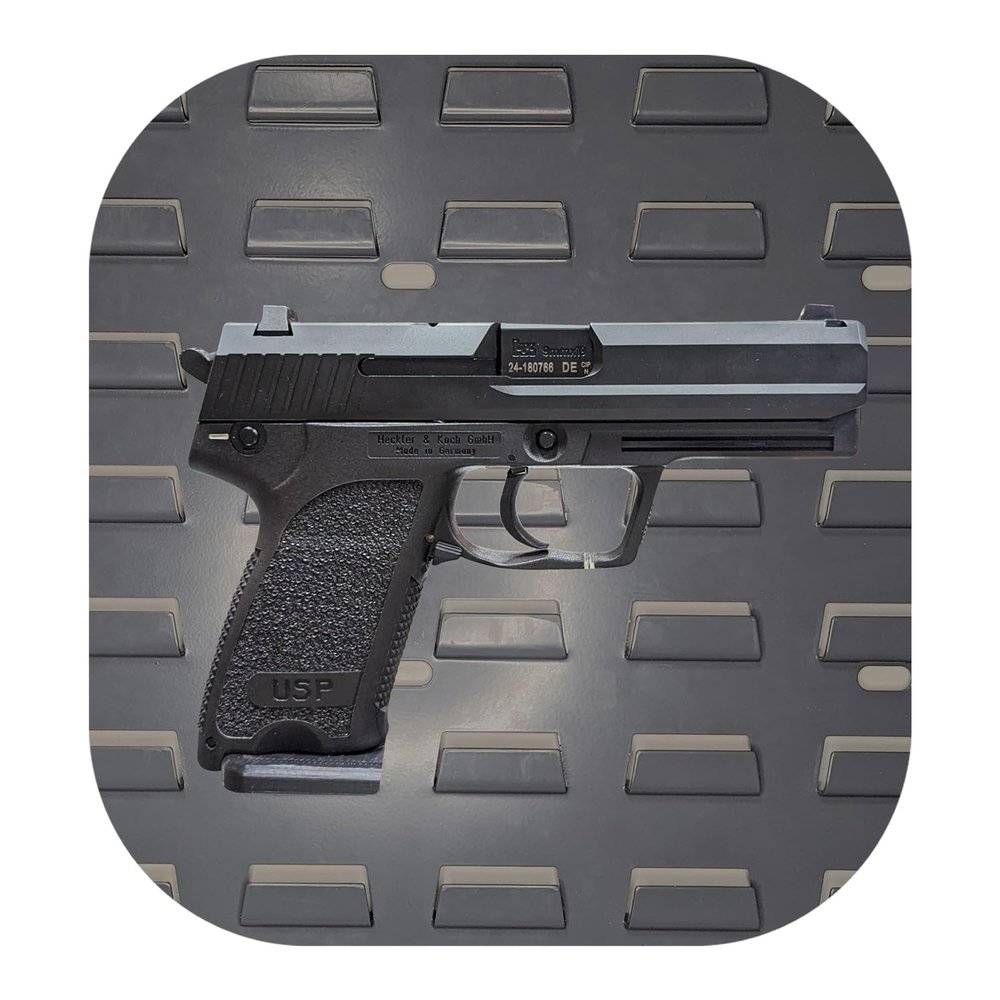Hammy3DPrints Mount for HK USP 9mm - Secure It/Akro Mils | Pistol Holder Handgun Storage Rack (Facing Right, Standard Panel)
