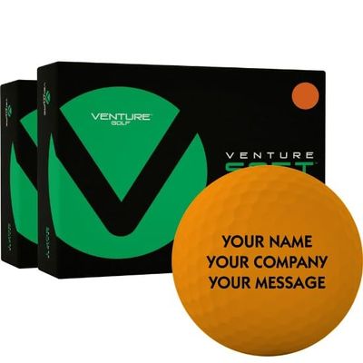 Venture Golf Soft Matte Orange Personalized Golf Balls - Double Dozen