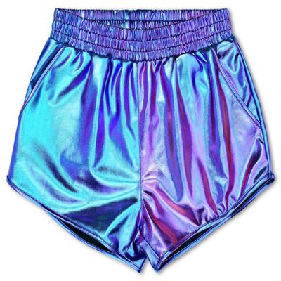 iscream Big Girls Shiny Metallic Sporty Short Collection - Iridescent Violet Large (14)
