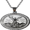 Shop-iGold Mexican 50 Pesos Coin Centenario Pendant Necklace  Men & Women 14k White Gold Finish, Iced Out Moneda Medallion, 925 Italy Stainless Steel, 2.5mm Rope Chain (PENDANT ONLY)