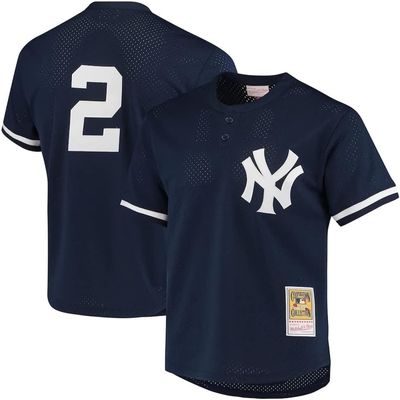 Mitchell & Ness Derek Jeter New York Yankees Cooperstown Collection 1995 BP Jersey (US, Alpha, Small, Regular, Regular) Navy