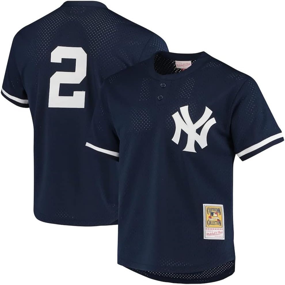 Mitchell & Ness Derek Jeter New York Yankees Cooperstown Collection 1995 BP Jersey (US, Alpha, Small, Regular, Regular) Navy