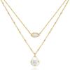 OZEL - Layered Gold Necklaces for Women - Crystal Colorful Delicate Cutting Pendant Necklace - 18K Gold Plated - Birthday Gifts (Made in Korea) (1M1234-3_white opal) view 1