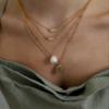 OZEL - Layered Gold Necklaces for Women - Crystal Colorful Delicate Cutting Pendant Necklace - 18K Gold Plated - Birthday Gifts (Made in Korea) (1M1234-3_white opal) view 2