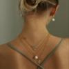 OZEL - Layered Gold Necklaces for Women - Crystal Colorful Delicate Cutting Pendant Necklace - 18K Gold Plated - Birthday Gifts (Made in Korea) (1M1234-3_white opal) view 3