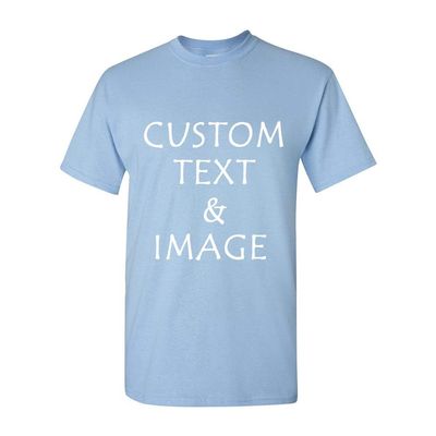 Personalized T-Shirt with Custom Images or Text, Various Sizes and Colors (US, Alpha, 3X-Large, Regular, Regular, Light Blue)