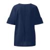2024 Womens 3/4 Sleeve Cotton Linen Shirts Summer Casual Tops Dressy Blouses Ladies Textured T-Shirt Fashion Clothes view 3