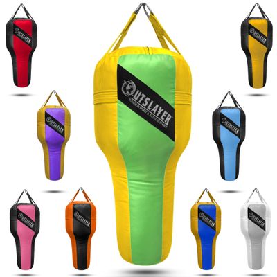 Outslayer Angle Uppercut Heavy Punching Bag for Boxing & MMA - Customizable Colors, Optional D-Ring, Unfilled/Soft Filled Choices - Made in USA - Light Green/Yellow, Unfilled Without D-Ring