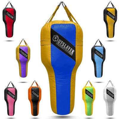 Outslayer Angle Uppercut Heavy Punching Bag for Boxing & MMA - Customizable Colors, Optional D-Ring, Unfilled/Soft Filled Choices - Made in USA - Blue/Yellow, Unfilled Without D-Ring