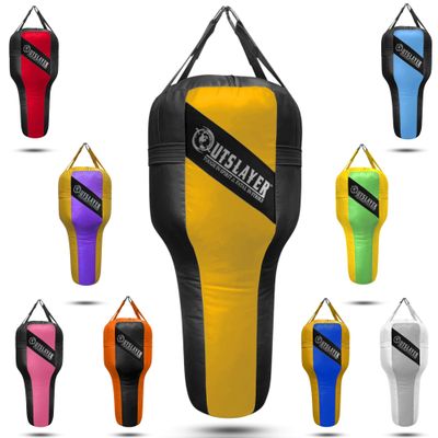 Outslayer Angle Uppercut Heavy Punching Bag for Boxing & MMA - Customizable Colors, Optional D-Ring, Unfilled/Soft Filled Choices - Made in USA - Yellow/Black, Soft Filled Without D-Ring