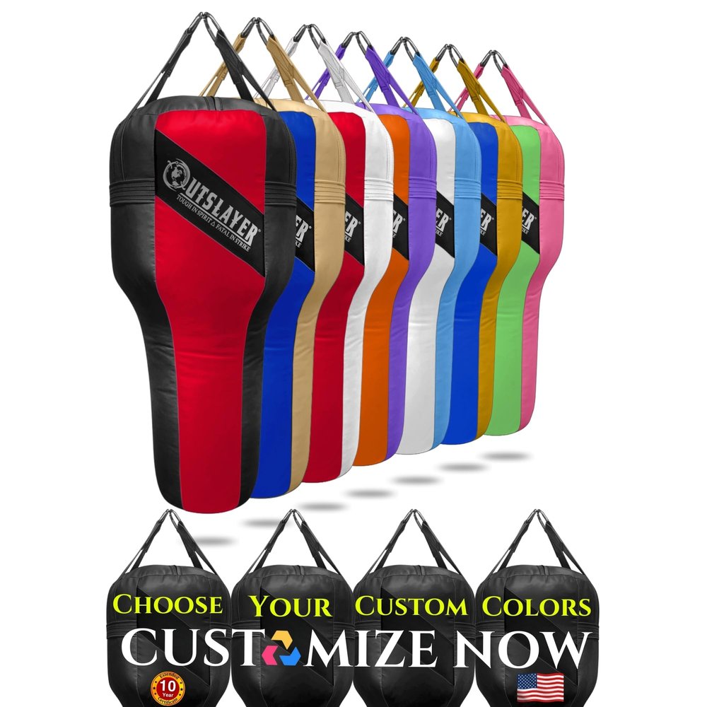 Outslayer Angle Uppercut Heavy Punching Bag for Boxing & MMA - Customizable Colors, Optional D-Ring, Unfilled/Soft Filled Choices - Made in USA - (Custom, Unfilled with D-Ring)
