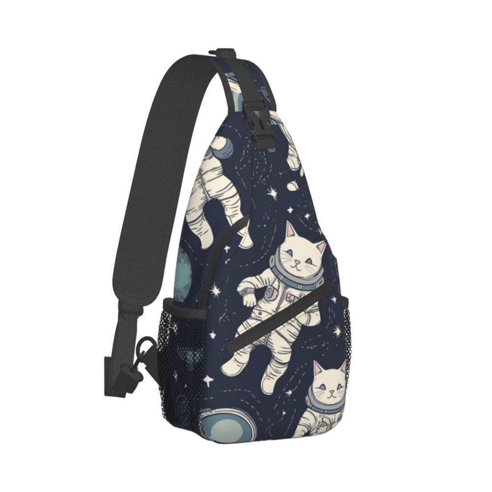 VTCTOASY Sling Bag for Women Men Crossbody Bag Small Sling Backpack Fun cat Astronaut Chest Bag Hiking Daypack