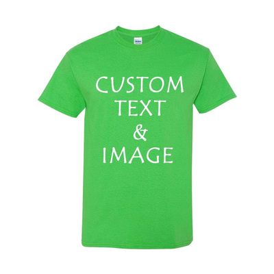 Personalized T-Shirt with Custom Images or Text, Various Sizes and Colors (US, Alpha, X-Large, Regular, Regular, Electric Green)