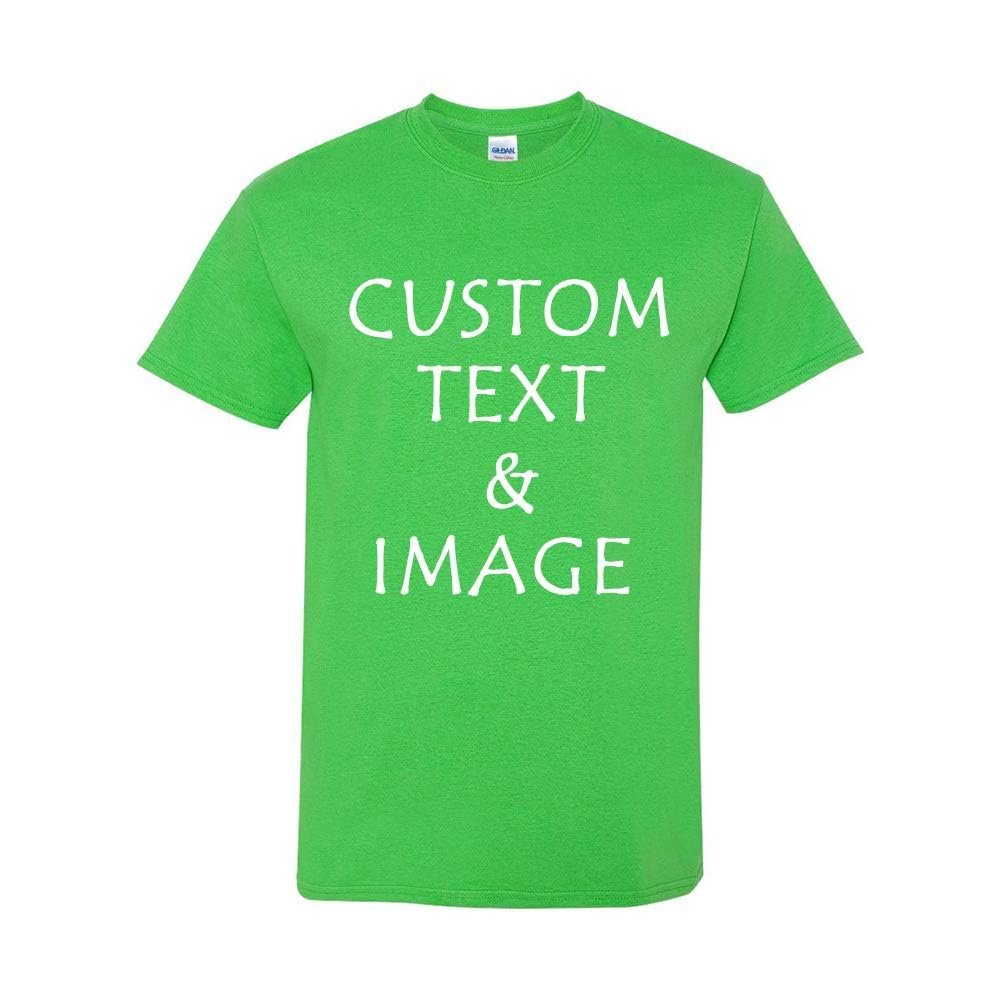 Personalized T-Shirt with Custom Images or Text, Various Sizes and Colors (US, Alpha, X-Large, Regular, Regular, Electric Green)