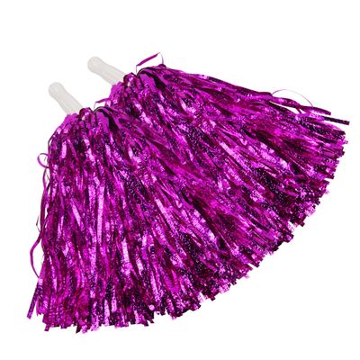 Hooshing 24PCS Hot Pink Pom Poms Cheerleading Metallic Foil with Baton Handle Cheer Sports Spirit Party Cheerleading Squads