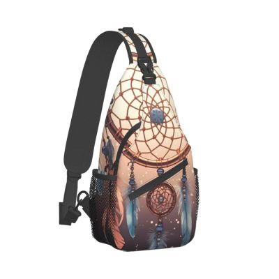 VTCTOASY Sling Bag for Women Men Crossbody Bag Small Sling Backpack Native American Dream Catcher Chest Bag Hiking Daypack