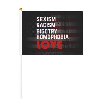 Joisbs Anti Prejudice And More Love Vibrant Double-Sided Handheld Flags 5.5x8.3in: Celebrate Election Day with Style! Pack of 10 - Order Now!