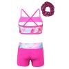 Jizyo Girls Activewear Set Shiny Dance Sports Bra Top Gymnastics Shorts with Hairband Athletic Workout Tracksuit Swimwear Hot Pink 12 Years view 2