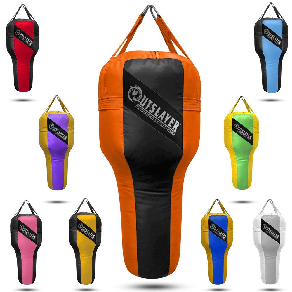 Outslayer Angle Uppercut Heavy Punching Bag for Boxing & MMA - Customizable Colors, Optional D-Ring, Unfilled/Soft Filled Choices - Made in USA - Black/Orange, Soft Filled with D-Ring