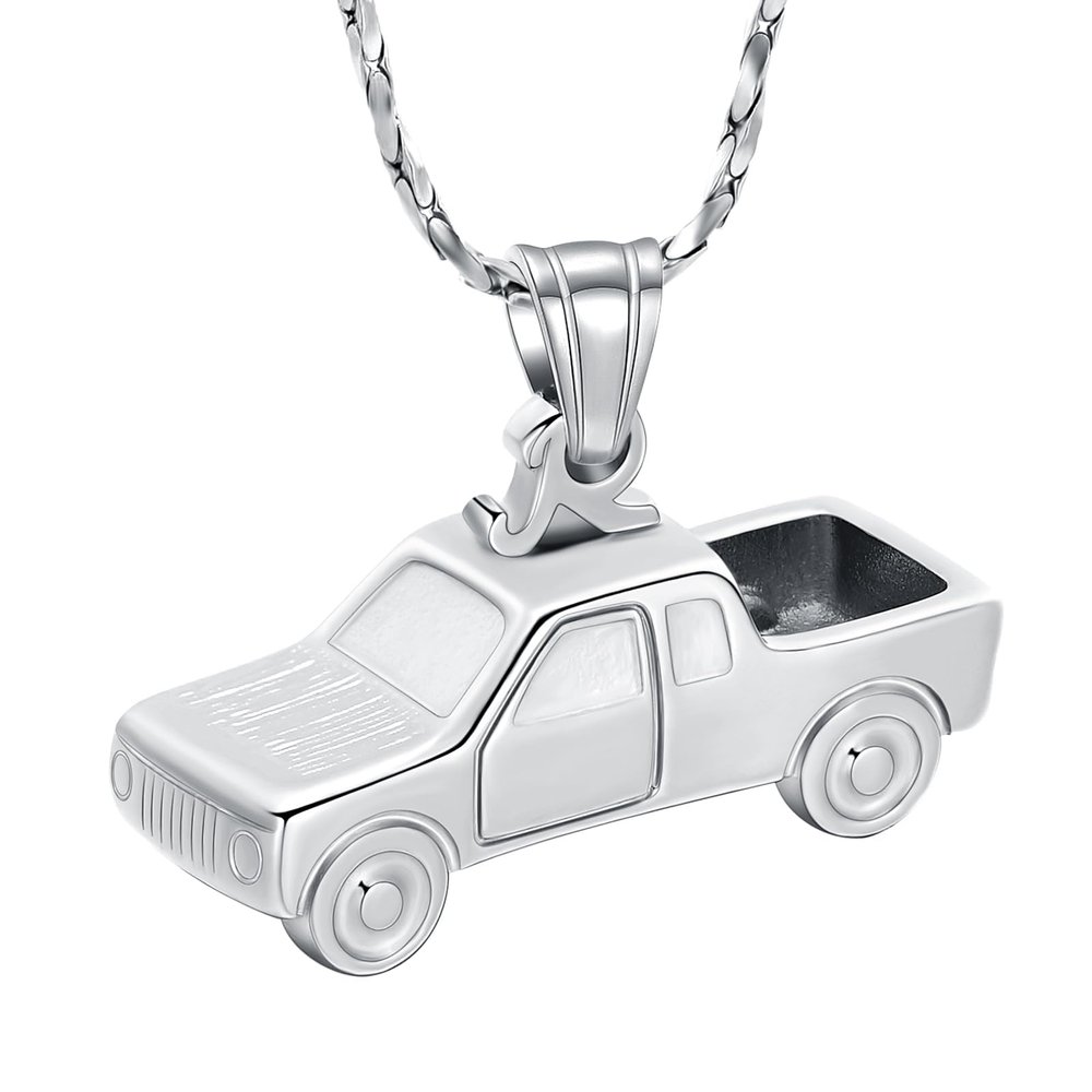 AIWENXI Cremation Urn Necklaces for Ashes Pickup Trucks Urns Memorial Necklaces Pendant Jewelry Stainless Steel Truck Keepsakes Human Ashes Pendant Jewelry for Men Women Gifts
