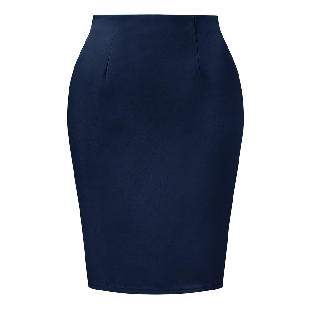Allegra K Wear to Work Pencil Skirts for Women's Business Knee Length High Waist Bodycon Suit Skirt Small Dark Blue
