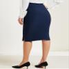Allegra K Wear to Work Pencil Skirts for Women's Business Knee Length High Waist Bodycon Suit Skirt Small Dark Blue view 2