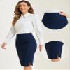 Allegra K Wear to Work Pencil Skirts for Women's Business Knee Length High Waist Bodycon Suit Skirt Small Dark Blue view 4