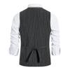 Maiyifu-GJ Men's Casual Pinstripe Dress Vests Formal Business Waistcoat Slim Fit Wedding Suit Vest for Suit or Tuxedo (Dark Grey,Medium) view 2