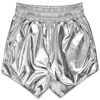iscream Big Girls Shiny Metallic Sporty Short Collection - Silver Large (14)