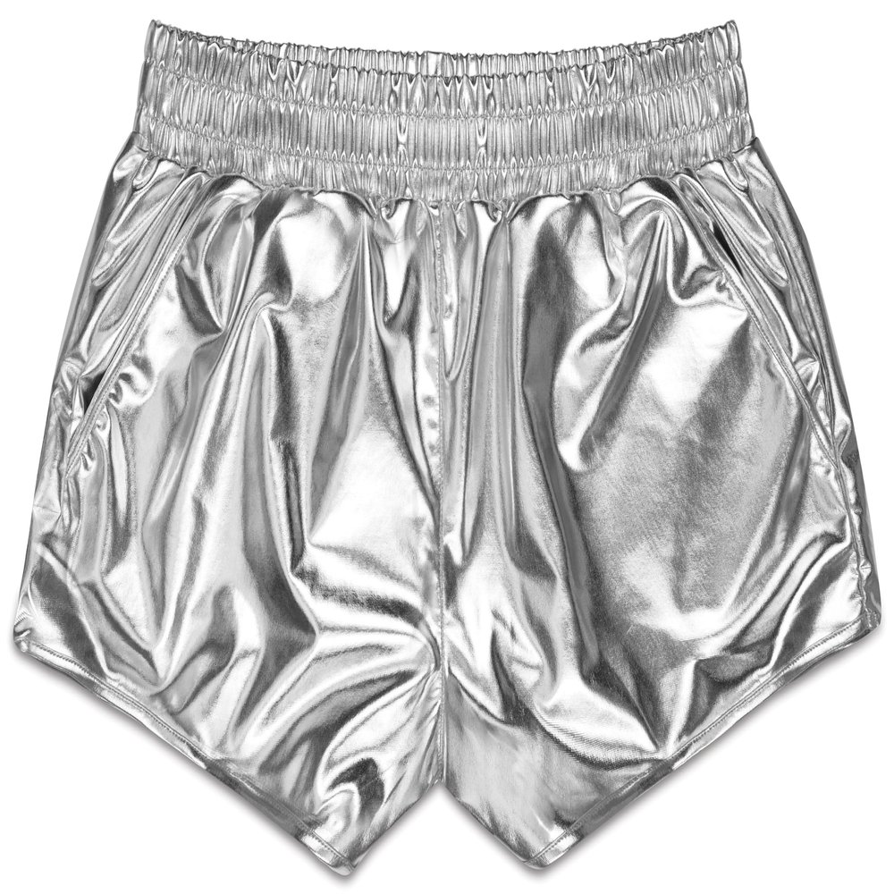 iscream Big Girls Shiny Metallic Sporty Short Collection - Silver Large (14)