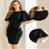 Allegra K Elegant Sheath Dress Women's Flare Pleated Short Bell Sleeve Pencil Guest Party Office Work Dress X-Small Black view 2
