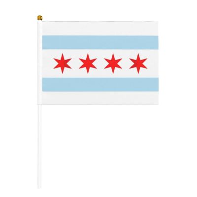 Joisbs City of Chicago Flag Vibrant Double-Sided Handheld Flags 5.5x8.3in: Celebrate Election Day with Style! Pack of 10 - Order Now!