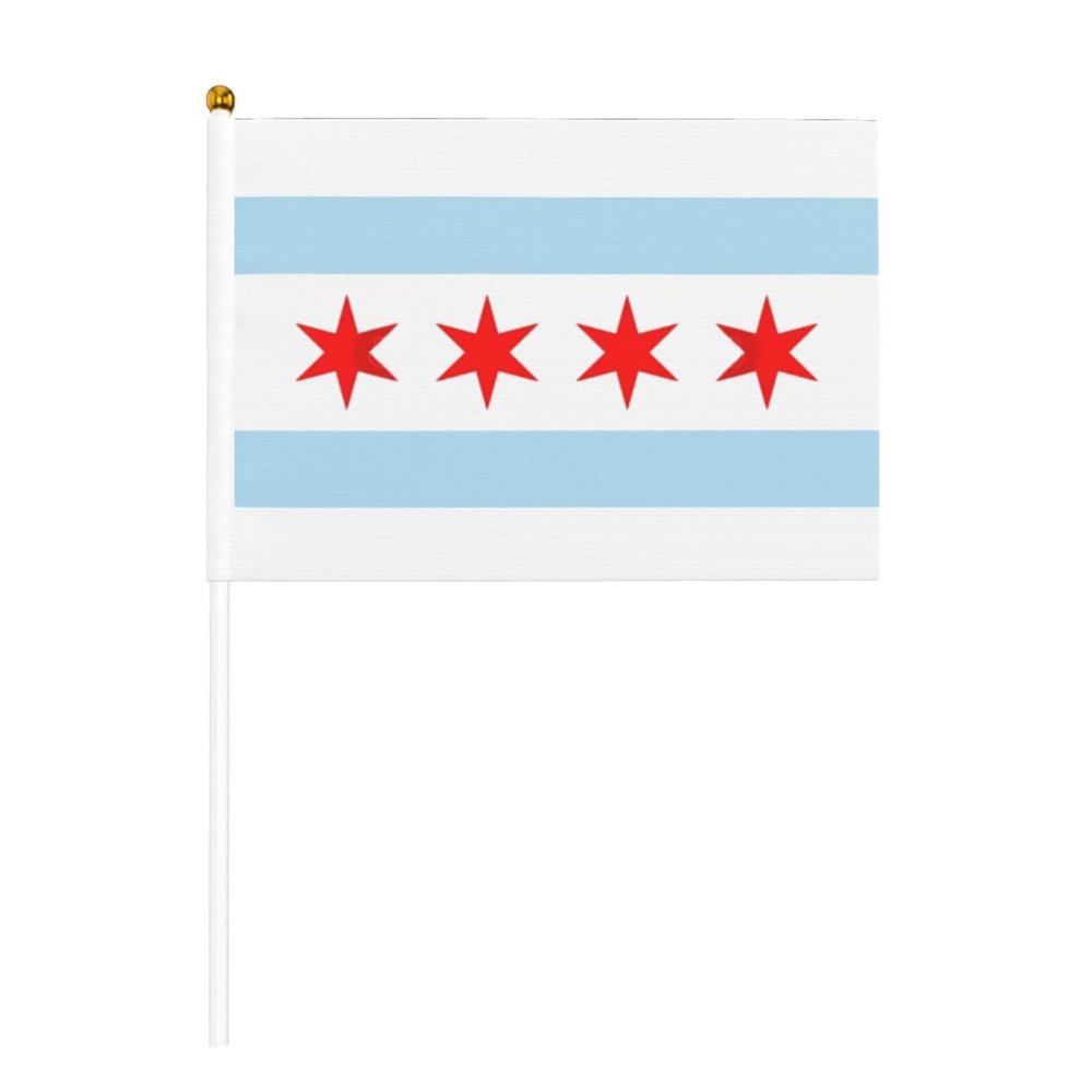 Joisbs City of Chicago Flag Vibrant Double-Sided Handheld Flags 5.5x8.3in: Celebrate Election Day with Style! Pack of 10 - Order Now!