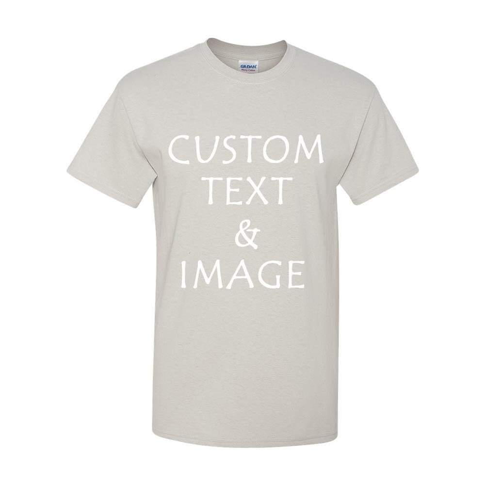 Personalized T-Shirt with Custom Images or Text, Various Sizes and Colors (US, Alpha, XX-Large, Regular, Regular, Ice Grey)